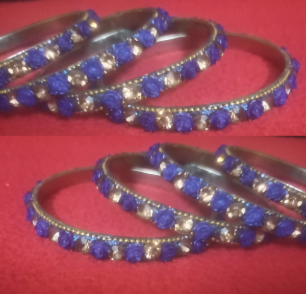 Trendy blue flower stone bangles