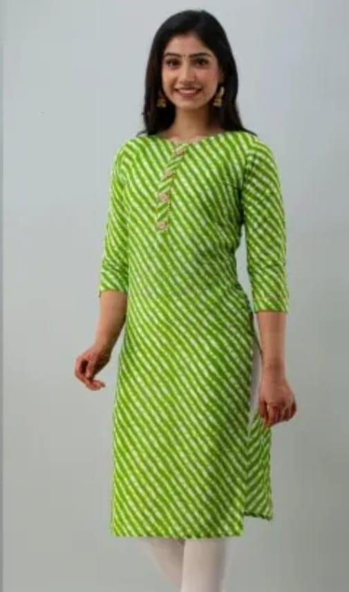 WOMEN PRINTED LEHARIYA CASUALSTRAIGHT KURTA