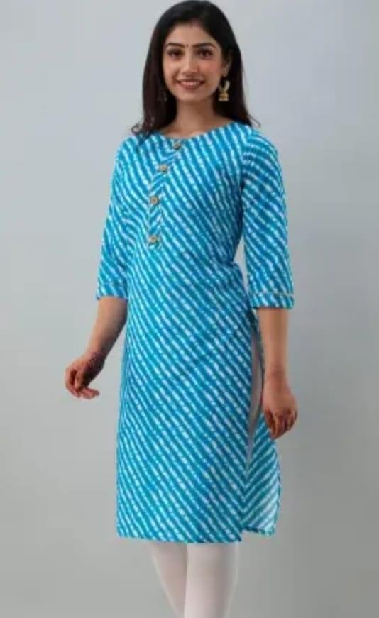 WOMEN PRINTED LEHARIYA CASUALSTRAIGHT KURTA